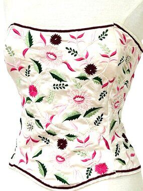 JASDEE Vintage Bustier Corset Hand Work Embroidery On Satin Style F3139